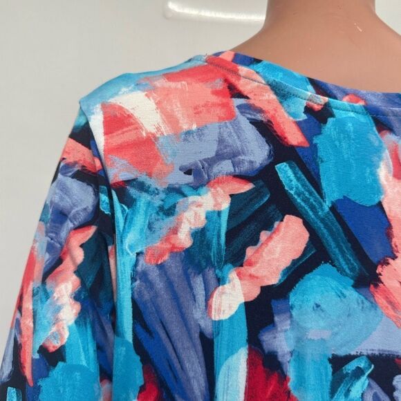 LOGO Lori Goldstein XL. Rayon Multicolor Scoop Neck Long Sleeve Tunic Top - Picture 8 of 11